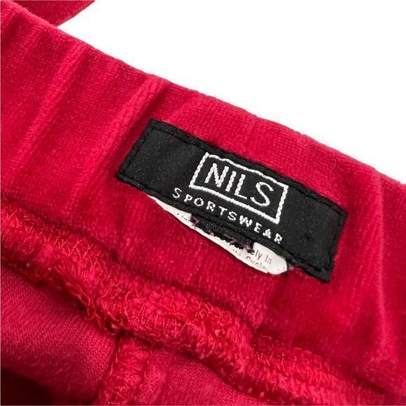 Nils Activewear Velour Sweatpants M ?‎ Pull-On Elastic Waist Loose Leg Red - Picture 3 of 5